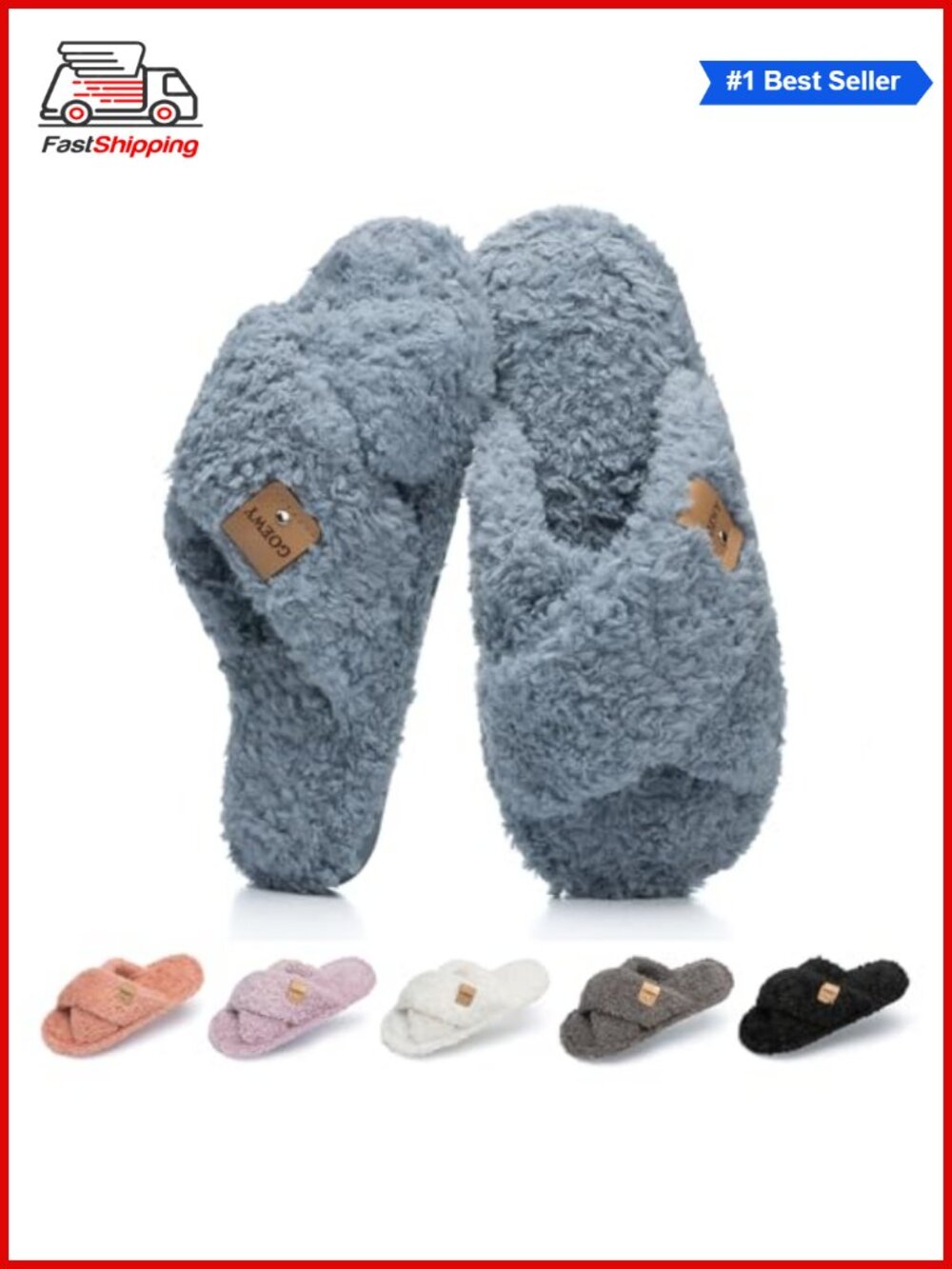 ✨ Fuzzy Open Toe Slippers for Women Cozy Memory Foam House Shoes